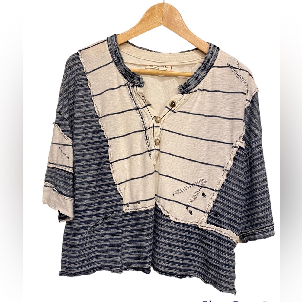Free People- We The Free Crop Patchwork Tee